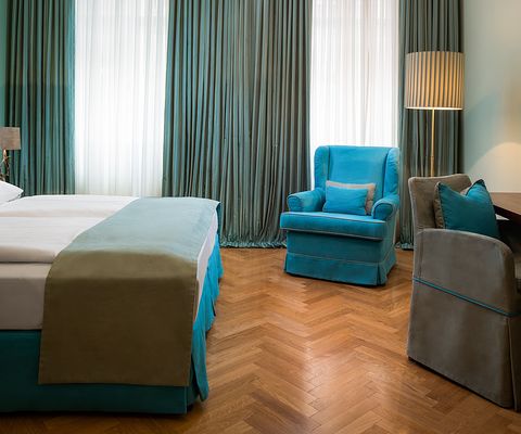 Schlafzimmer Comfort Suite im Appartement-Hotel an der Riemergasse